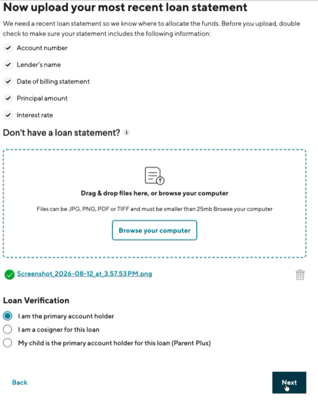 Reverify your loan IV
